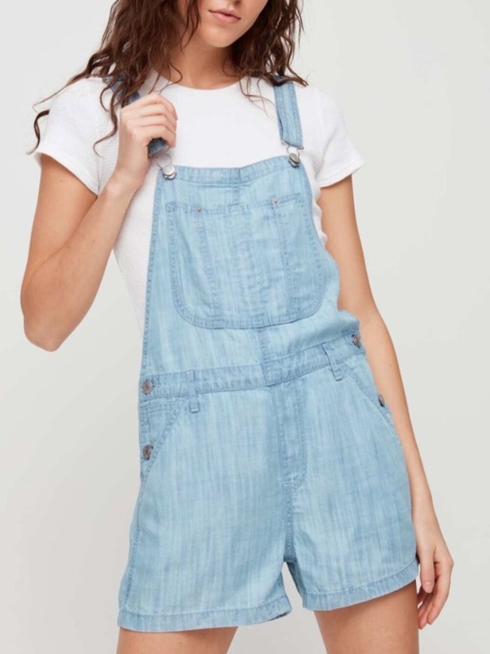 Aritzia TNA Senryu Shorts Denim Overalls Romper Medium Light Wash Size Medium